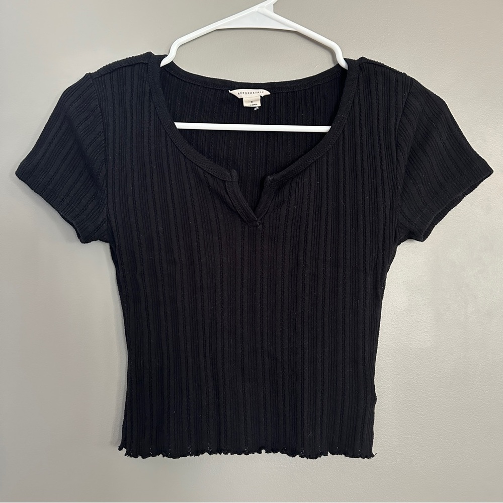 Black Ribbed Women’s Top small Aeropostale